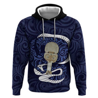 Blue New Zealand Eel Zip Hoodie Aotearoa Maori Tuna With Kotiate Weapon LT14 Pullover Hoodie Blue - Polynesian Pride