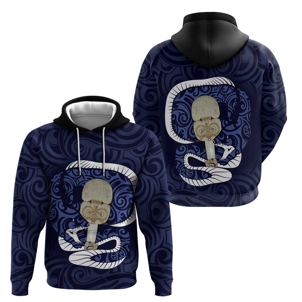 Blue New Zealand Eel Zip Hoodie Aotearoa Maori Tuna With Kotiate Weapon LT14 - Polynesian Pride