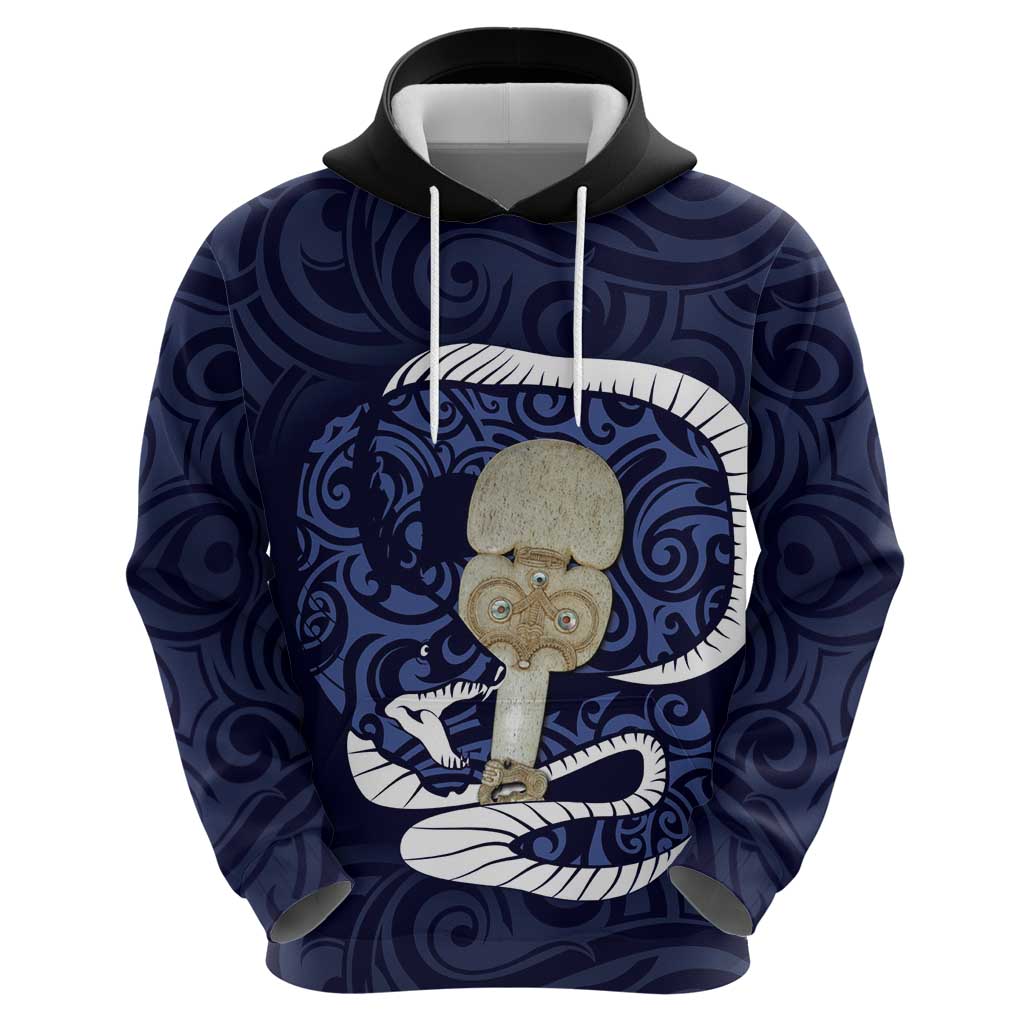 Blue New Zealand Eel Zip Hoodie Aotearoa Maori Tuna With Kotiate Weapon LT14 - Polynesian Pride