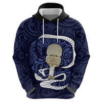 Blue New Zealand Eel Zip Hoodie Aotearoa Maori Tuna With Kotiate Weapon LT14 - Polynesian Pride
