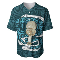 Turquoise New Zealand Eel Baseball Jersey Aotearoa Maori Tuna With Kotiate Weapon LT14 Turquoise - Polynesian Pride