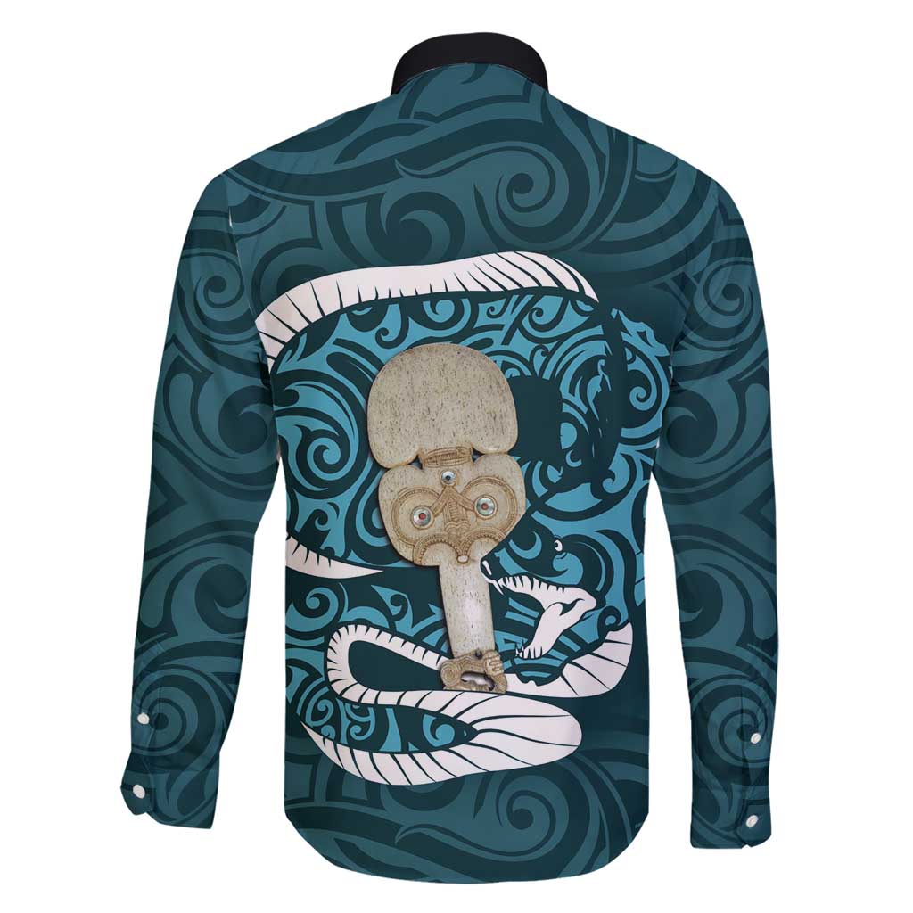 Turquoise New Zealand Eel Family Matching Short Sleeve Bodycon Dress and Hawaiian Shirt Aotearoa Maori Tuna With Kotiate Weapon LT14 - Polynesian Pride
