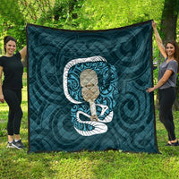 Turquoise New Zealand Eel Quilt Aotearoa Maori Tuna With Kotiate Weapon