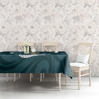 Turquoise New Zealand Eel Tablecloth Aotearoa Maori Tuna With Kotiate Weapon