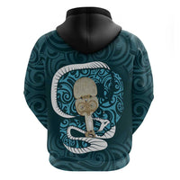 Turquoise New Zealand Eel Zip Hoodie Aotearoa Maori Tuna With Kotiate Weapon LT14 - Polynesian Pride