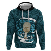 Turquoise New Zealand Eel Zip Hoodie Aotearoa Maori Tuna With Kotiate Weapon LT14 Pullover Hoodie Turquoise - Polynesian Pride