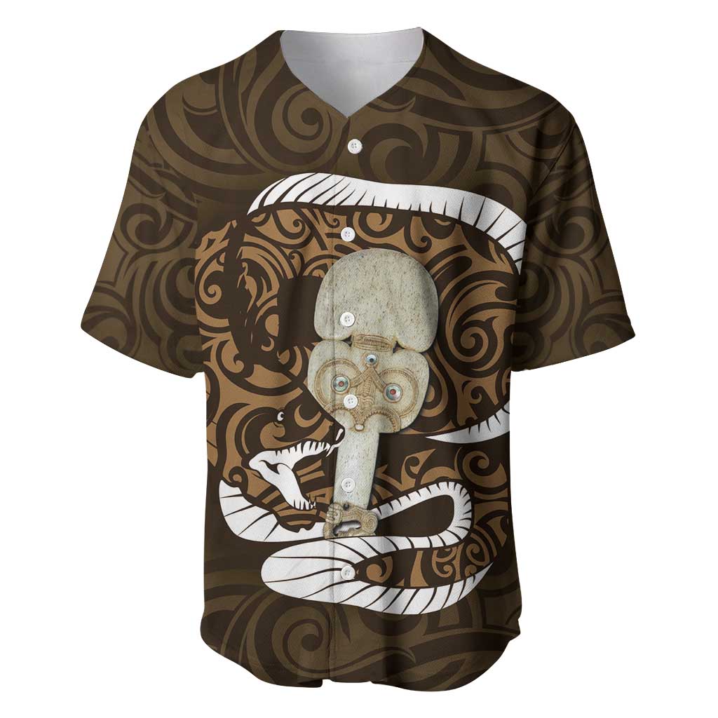 Gold New Zealand Eel Baseball Jersey Aotearoa Maori Tuna With Kotiate Weapon LT14 Gold - Polynesian Pride