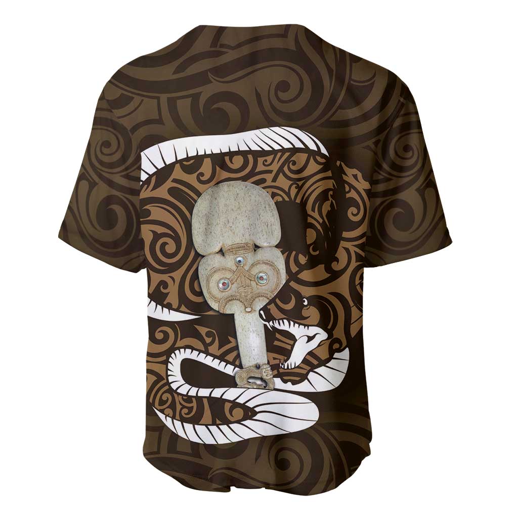 Gold New Zealand Eel Baseball Jersey Aotearoa Maori Tuna With Kotiate Weapon LT14 - Polynesian Pride