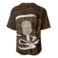 Gold New Zealand Eel Baseball Jersey Aotearoa Maori Tuna With Kotiate Weapon LT14 - Polynesian Pride