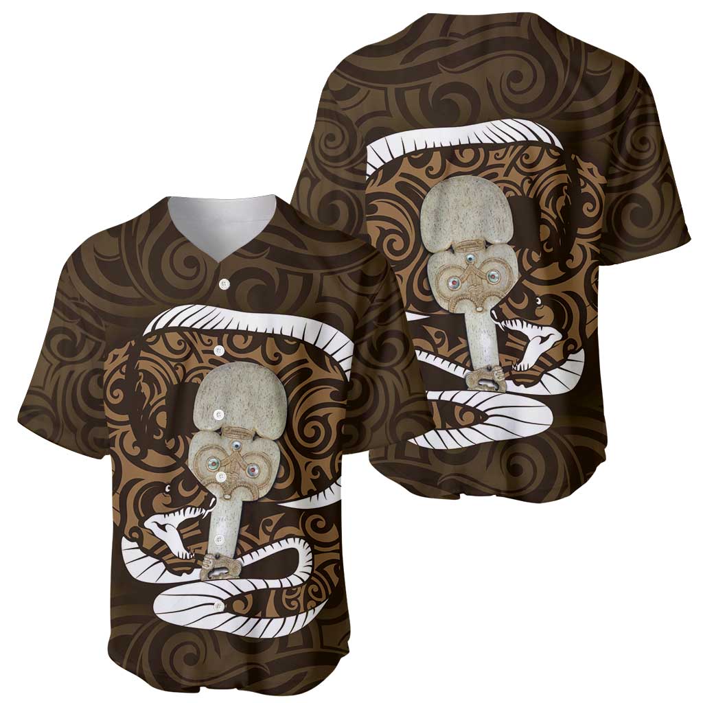 Gold New Zealand Eel Baseball Jersey Aotearoa Maori Tuna With Kotiate Weapon LT14 - Polynesian Pride