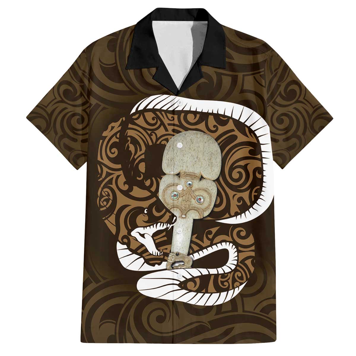 Gold New Zealand Eel Family Matching Off The Shoulder Long Sleeve Dress and Hawaiian Shirt Aotearoa Maori Tuna With Kotiate Weapon