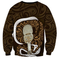 Gold New Zealand Eel Sweatshirt Aotearoa Maori Tuna With Kotiate Weapon LT14 - Polynesian Pride