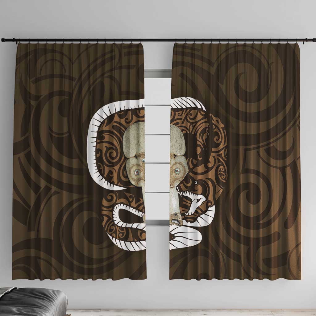 Gold New Zealand Eel Window Curtain Aotearoa Maori Tuna With Kotiate Weapon LT14 With Hooks Gold - Polynesian Pride