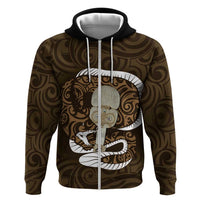 Gold New Zealand Eel Zip Hoodie Aotearoa Maori Tuna With Kotiate Weapon LT14 Zip Hoodie Gold - Polynesian Pride