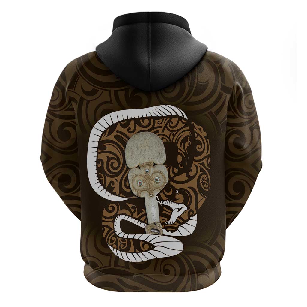 Gold New Zealand Eel Zip Hoodie Aotearoa Maori Tuna With Kotiate Weapon LT14 - Polynesian Pride
