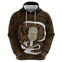 Gold New Zealand Eel Zip Hoodie Aotearoa Maori Tuna With Kotiate Weapon LT14 - Polynesian Pride