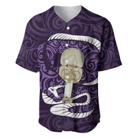Purple New Zealand Eel Baseball Jersey Aotearoa Maori Tuna With Kotiate Weapon LT14 Purple - Polynesian Pride