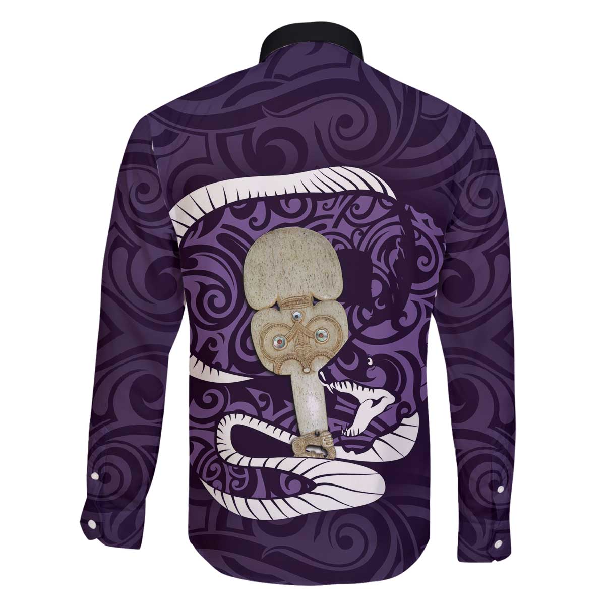 Purple New Zealand Eel Family Matching Puletasi and Hawaiian Shirt Aotearoa Maori Tuna With Kotiate Weapon
