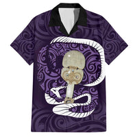 Purple New Zealand Eel Family Matching Tank Maxi Dress and Hawaiian Shirt Aotearoa Maori Tuna With Kotiate Weapon LT14 Dad's Shirt - Short Sleeve Purple - Polynesian Pride