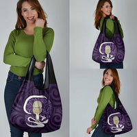 Purple New Zealand Eel Grocery Bag Aotearoa Maori Tuna With Kotiate Weapon