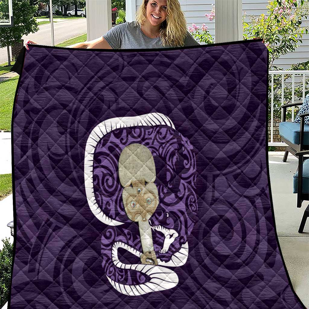 Purple New Zealand Eel Quilt Aotearoa Maori Tuna With Kotiate Weapon LT14 Purple - Polynesian Pride