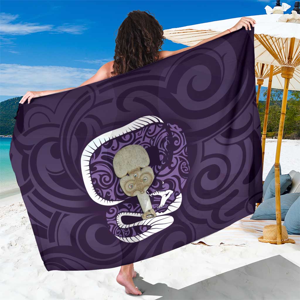 Purple New Zealand Eel Sarong Aotearoa Maori Tuna With Kotiate Weapon LT14 One Size 44 x 66 inches Purple - Polynesian Pride