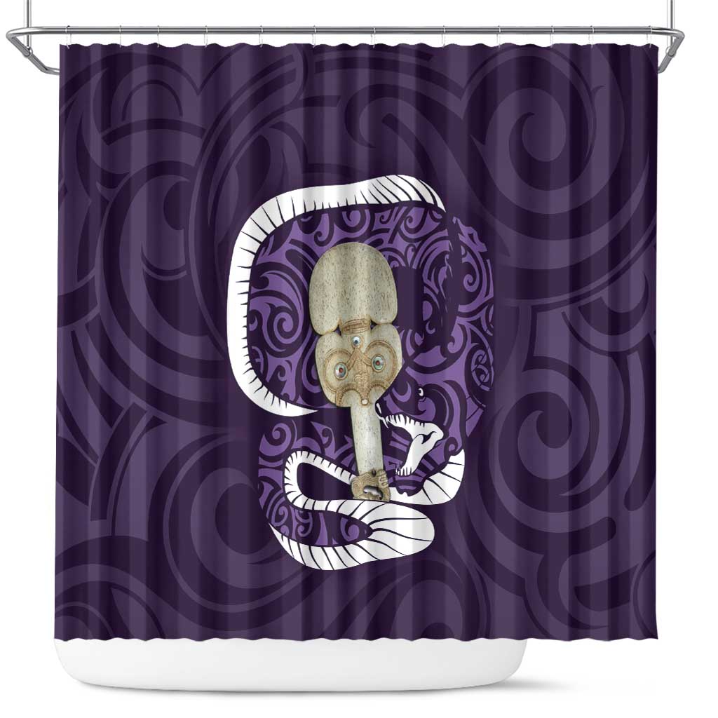 Purple New Zealand Eel Shower Curtain Aotearoa Maori Tuna With Kotiate Weapon LT14 Purple - Polynesian Pride