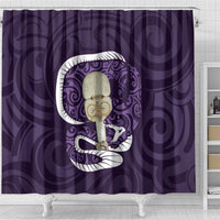 Purple New Zealand Eel Shower Curtain Aotearoa Maori Tuna With Kotiate Weapon