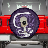 Purple New Zealand Eel Spare Tire Cover Aotearoa Maori Tuna With Kotiate Weapon