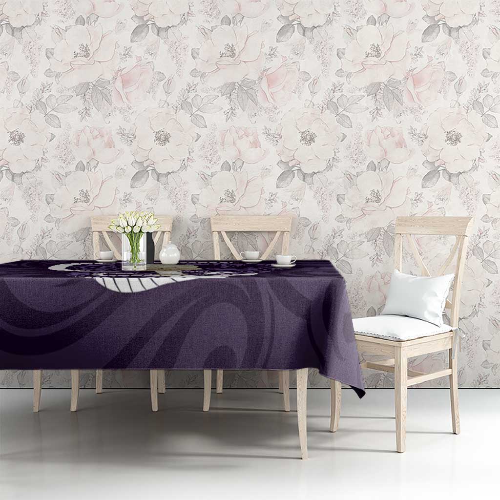 Purple New Zealand Eel Tablecloth Aotearoa Maori Tuna With Kotiate Weapon