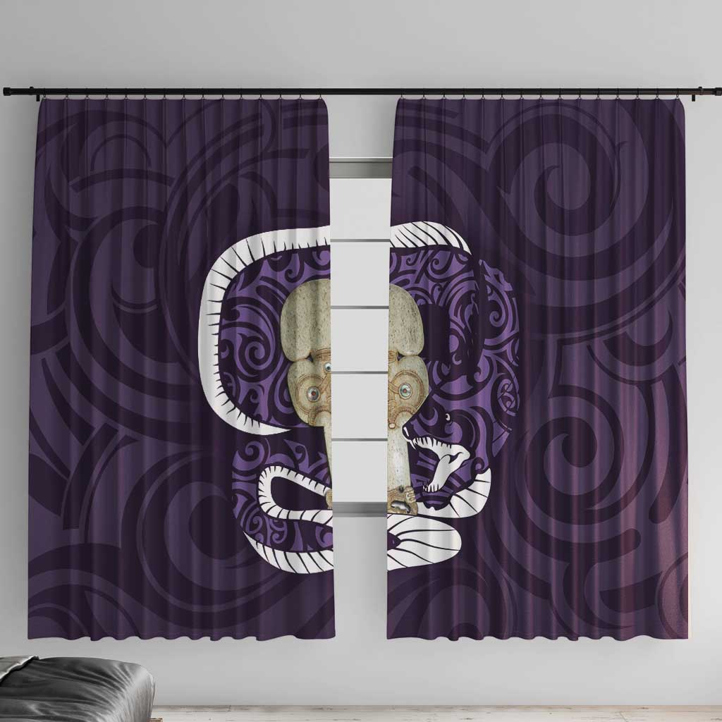 Purple New Zealand Eel Window Curtain Aotearoa Maori Tuna With Kotiate Weapon LT14 With Hooks Purple - Polynesian Pride