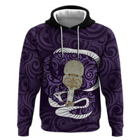 Purple New Zealand Eel Zip Hoodie Aotearoa Maori Tuna With Kotiate Weapon LT14 Pullover Hoodie Purple - Polynesian Pride