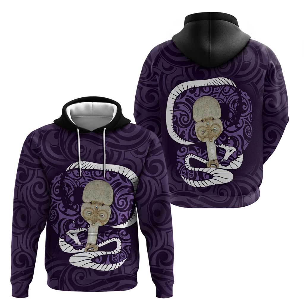 Purple New Zealand Eel Zip Hoodie Aotearoa Maori Tuna With Kotiate Weapon LT14 - Polynesian Pride
