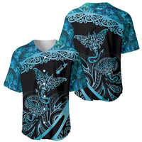 New Zealand Stingray Baseball Jersey Aotearoa Whai With Maori Paua Shell LT14 - Polynesian Pride