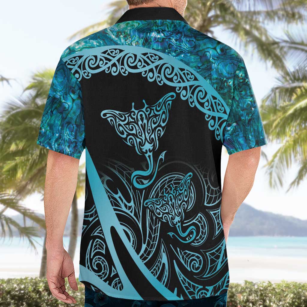 New Zealand Stingray Hawaiian Shirt Aotearoa Whai With Maori Paua Shell