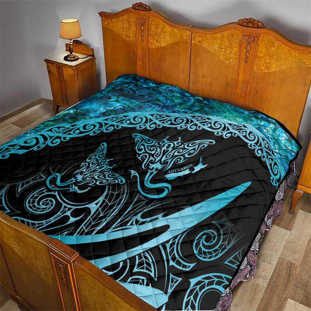 New Zealand Stingray Quilt Aotearoa Whai With Maori Paua Shell