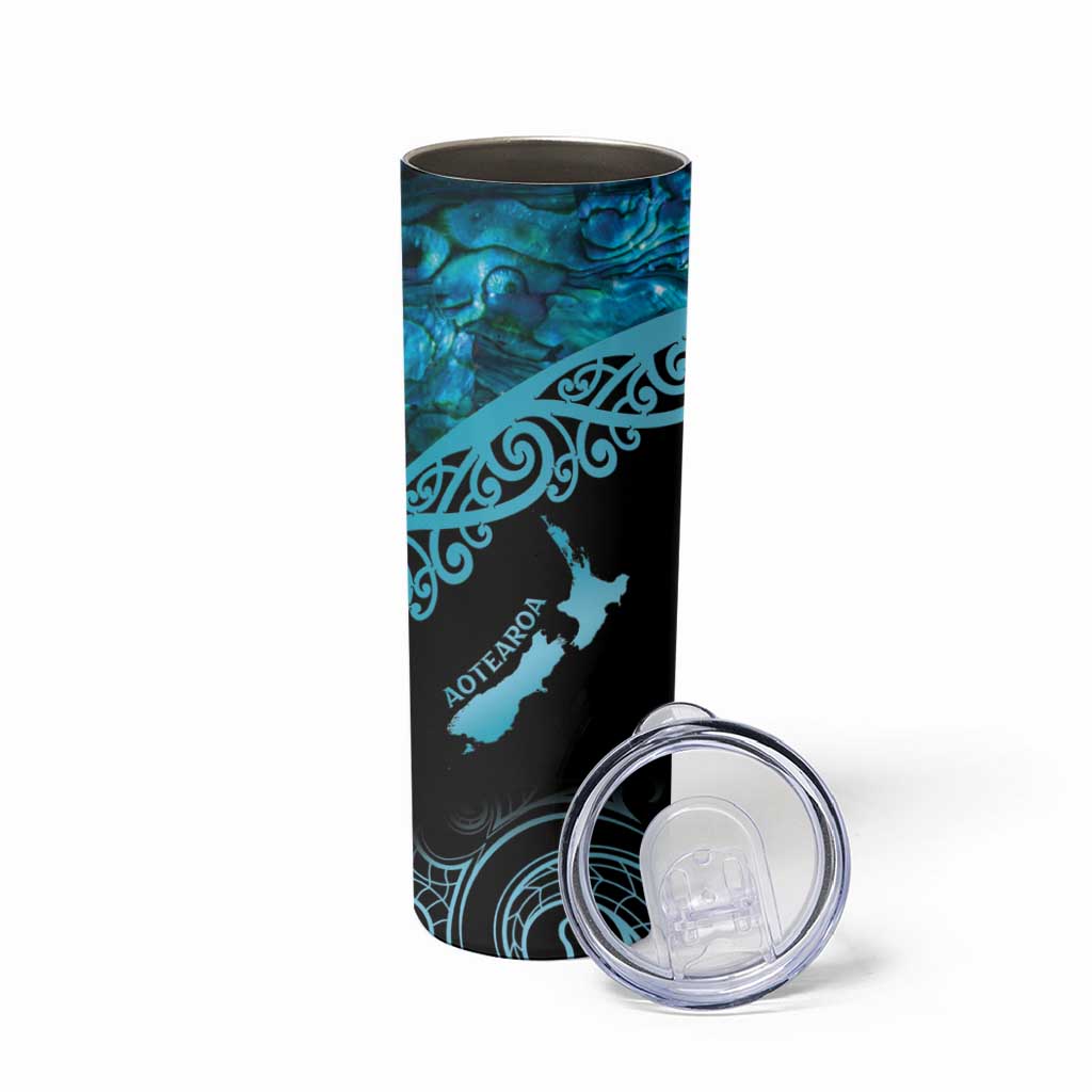 New Zealand Stingray Skinny Tumbler Aotearoa Whai With Maori Paua Shell