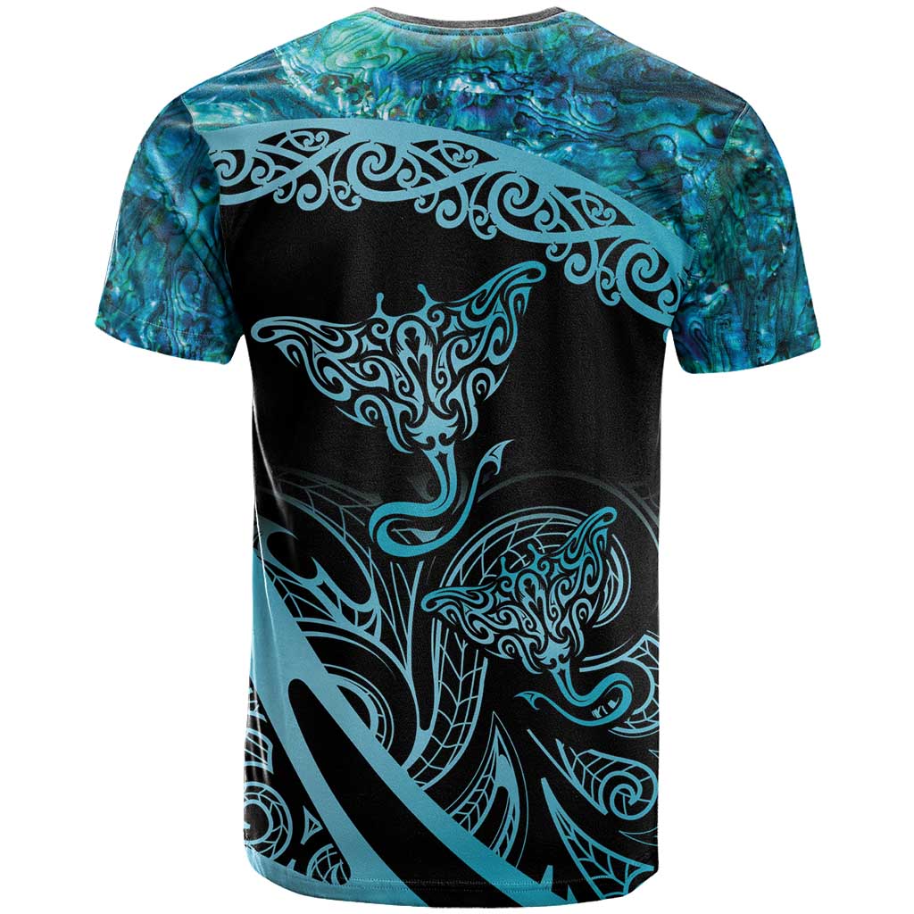 New Zealand Stingray T Shirt Aotearoa Whai With Maori Paua Shell