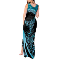 New Zealand Stingray Tank Maxi Dress Aotearoa Whai With Maori Paua Shell LT14 - Polynesian Pride