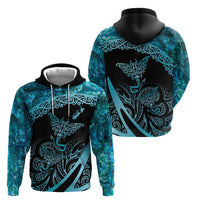 New Zealand Stingray Zip Hoodie Aotearoa Whai With Maori Paua Shell LT14 - Polynesian Pride