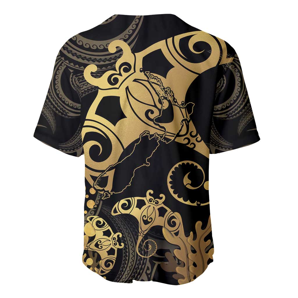 Black And Gold Aotearoa Whai Baseball Jersey NZ Stingrays Maori Curves Style LT14 - Polynesian Pride