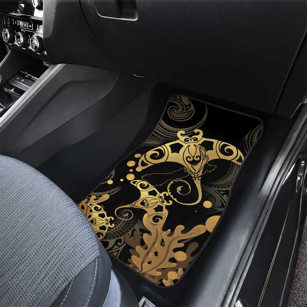 Black And Gold Aotearoa Whai Car Mats NZ Stingrays Maori Curves Style