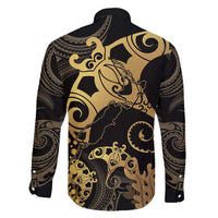 Black And Gold Aotearoa Whai Family Matching Mermaid Dress and Hawaiian Shirt NZ Stingrays Maori Curves Style LT14 - Polynesian Pride