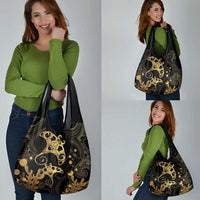Black And Gold Aotearoa Whai Grocery Bag NZ Stingrays Maori Curves Style