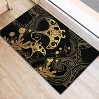 Black And Gold Aotearoa Whai Rubber Doormat NZ Stingrays Maori Curves Style LT14 - Polynesian Pride