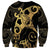 Black And Gold Aotearoa Whai Sweatshirt NZ Stingrays Maori Curves Style