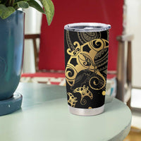 Black And Gold Aotearoa Whai Tumbler Cup NZ Stingrays Maori Curves Style