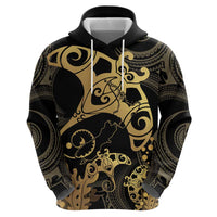 Black And Gold Aotearoa Whai Zip Hoodie NZ Stingrays Maori Curves Style LT14 - Polynesian Pride