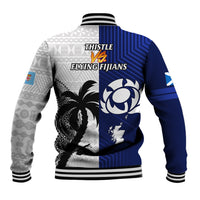 Fiji And Scotland Rugby Baseball Jacket Fijian Tapa Pattern With Thistle LT14 - Polynesian Pride