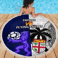 Fiji And Scotland Rugby Beach Blanket Fijian Tapa Pattern With Thistle LT14 - Wonder Print Shop